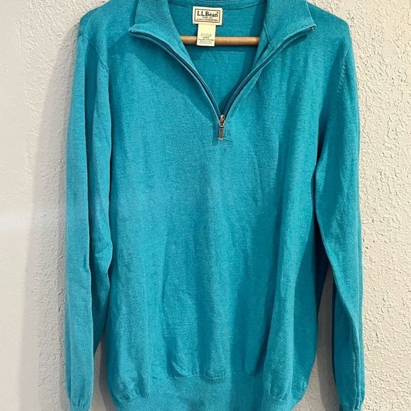 L.L. Bean Other - L.L. Bean Cotton/Cashmere Zip Sweater Blue Mens Size: Medium